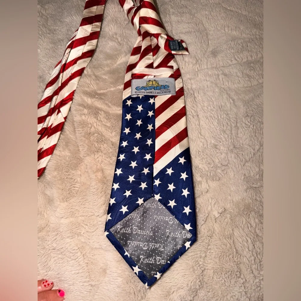 Vintage Garfield Silk Tie Uncle Sam USA Paws Keith Daniels Cat Patriotic